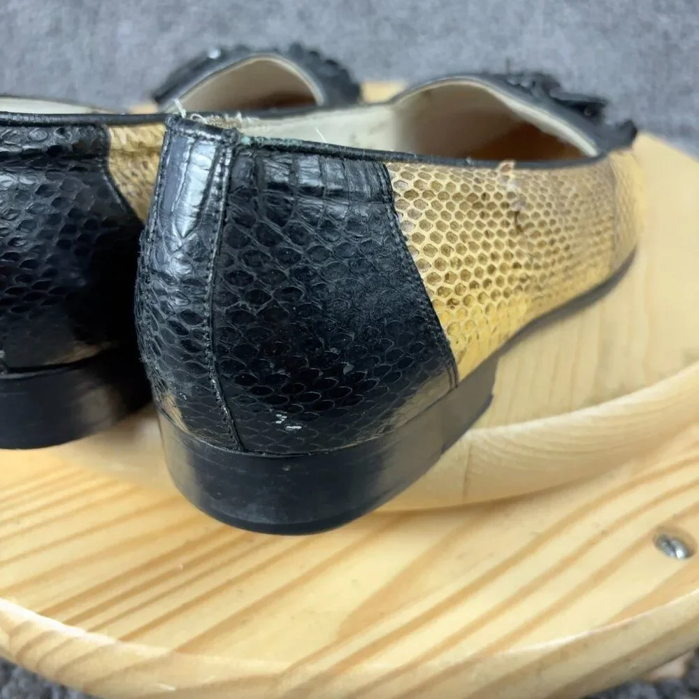 Vintage De La Rentis Genuine Snakeskin Loafer Mens Size 9 Tasseled Leather Shoe